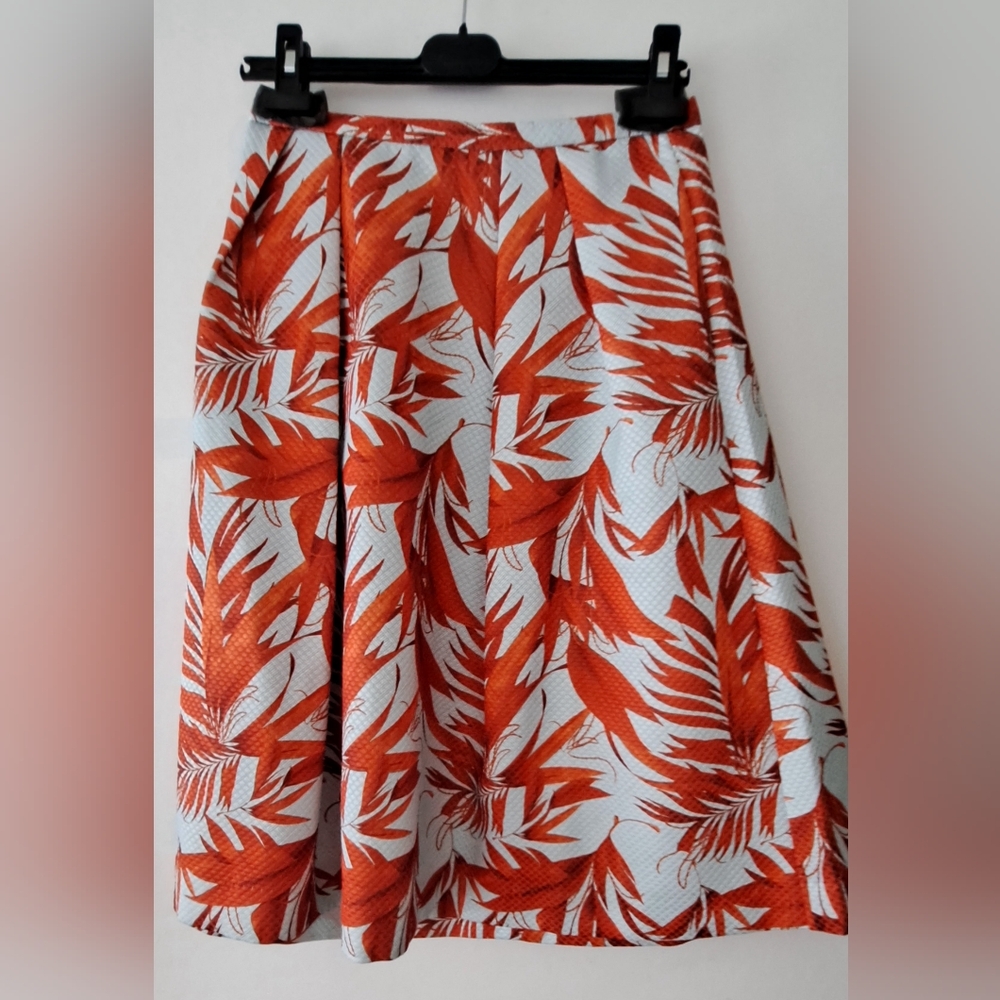 H&M Vibrant Orange and Light Blue A-Line Skirt